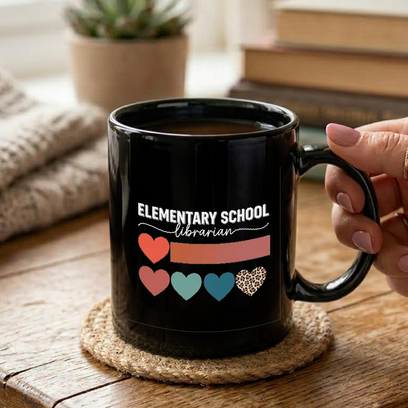 School Librarian Heart Design Mug