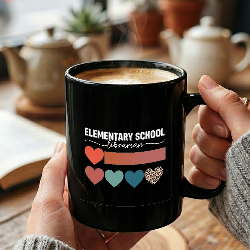 School Librarian Heart Design Mug