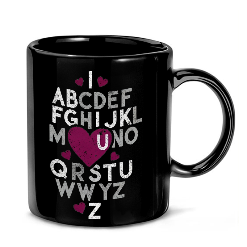 Vintage Alphabet Heart Design Mug