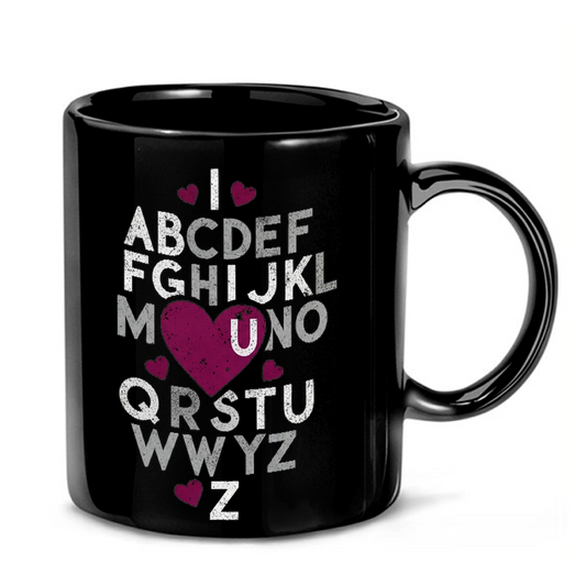 Vintage Alphabet Heart Design Mug