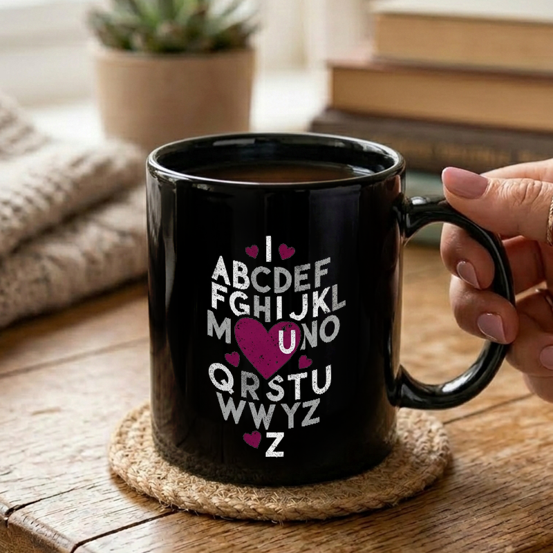 Vintage Alphabet Heart Design Mug