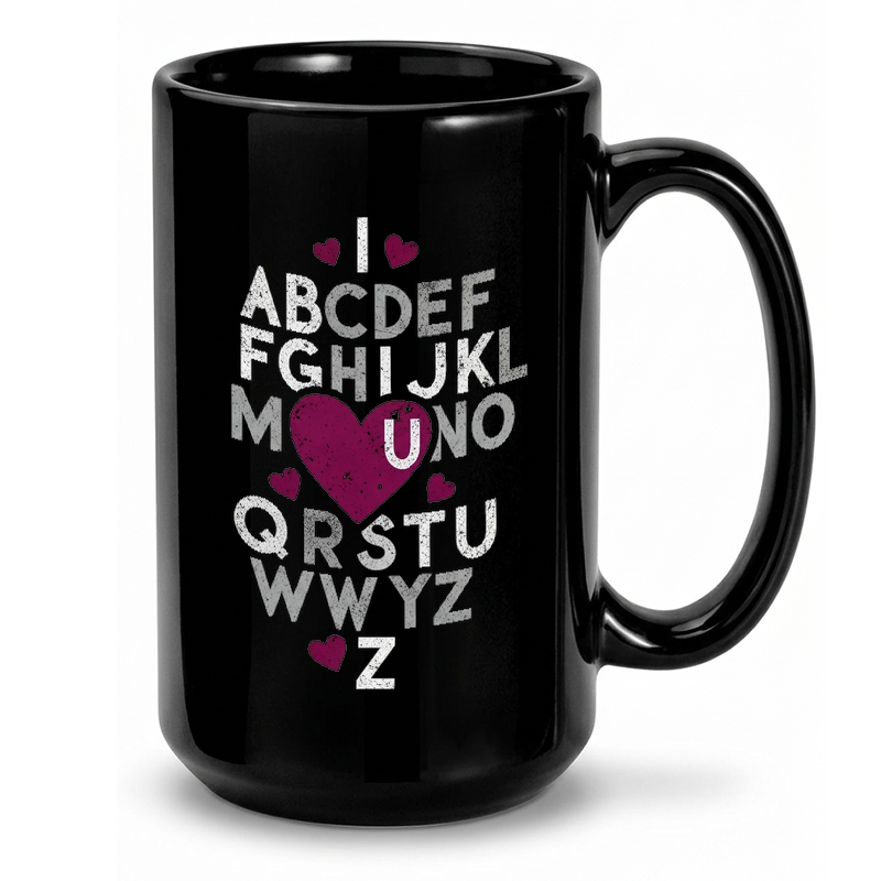 Vintage Alphabet Heart Design Mug
