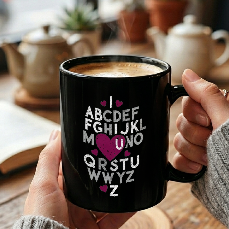 Vintage Alphabet Heart Design Mug