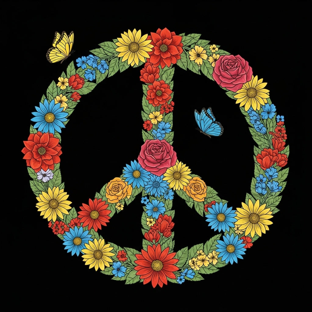 Floral Peace Symbol Design Mug