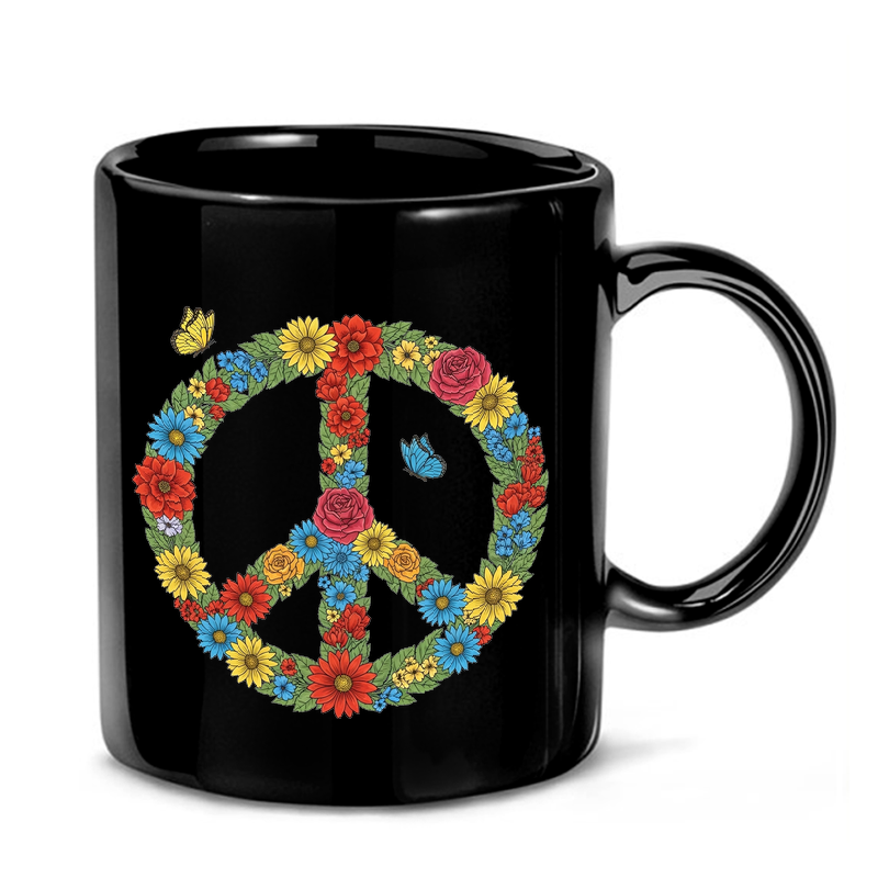 Floral Peace Symbol Design Mug