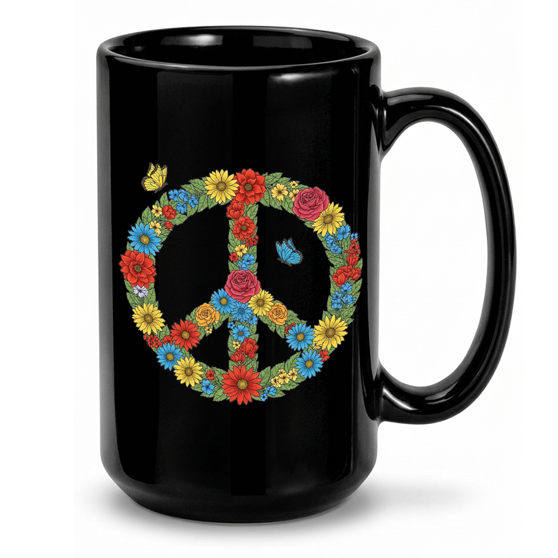 Floral Peace Symbol Design Mug