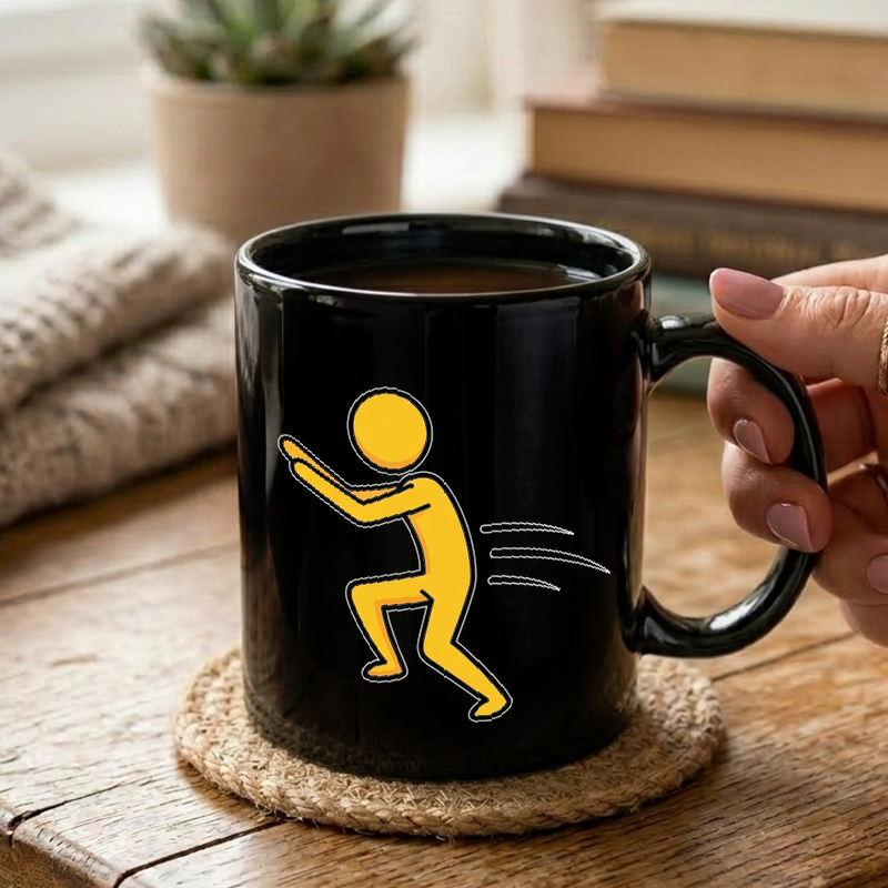 Playful Stick Figure Squat Mug