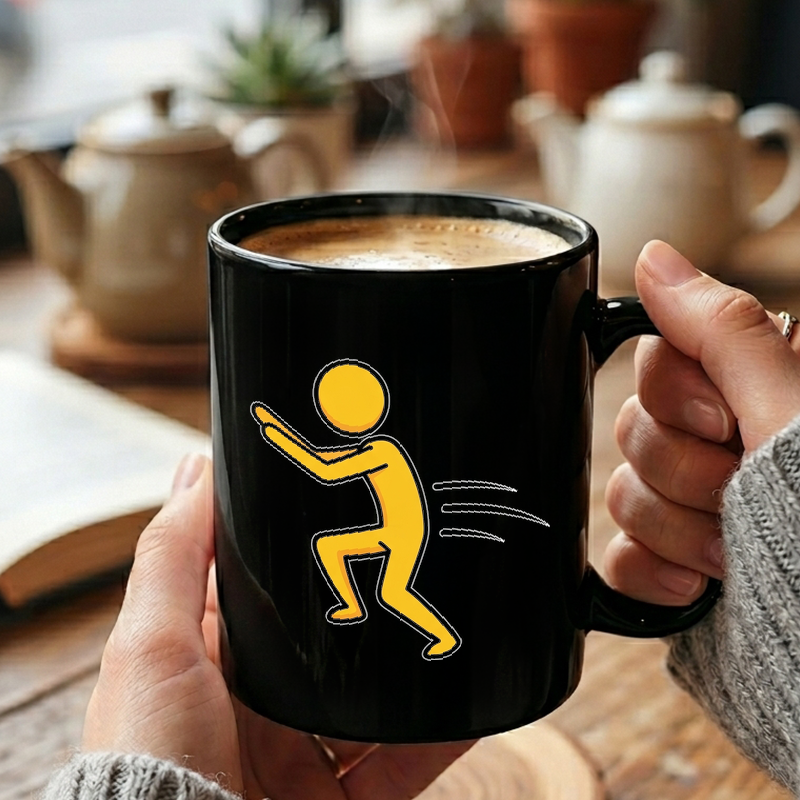Playful Stick Figure Squat Mug