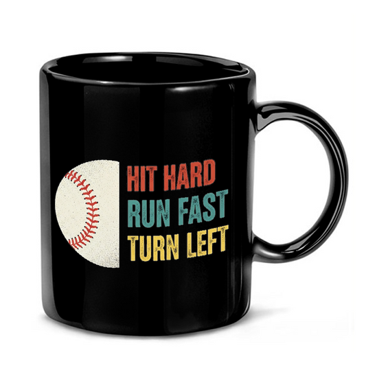 Retro Baseball Hit Run Left Mug