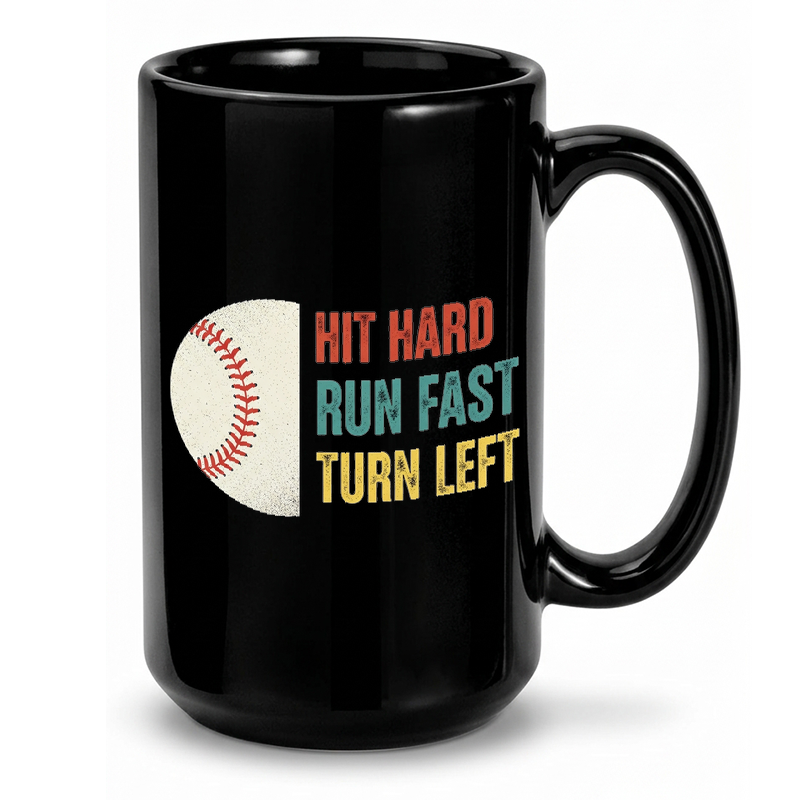 Retro Baseball Hit Run Left Mug