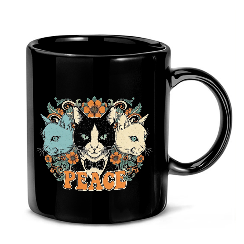 Psychedelic Cat Flower Art Mug