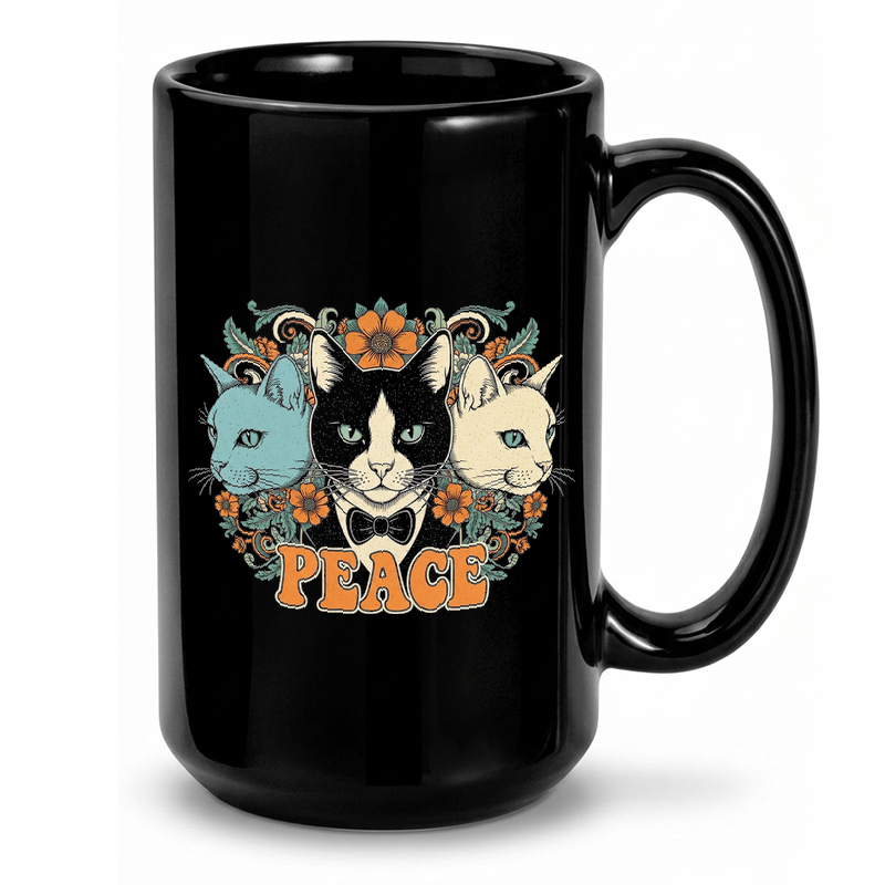 Psychedelic Cat Flower Art Mug