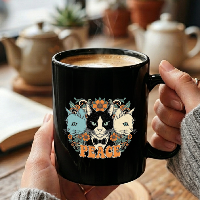 Psychedelic Cat Flower Art Mug