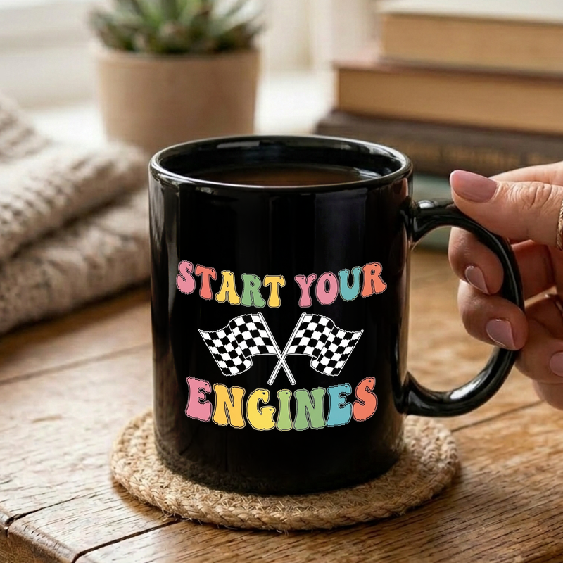 Retro Racing Checkered Flag Mug