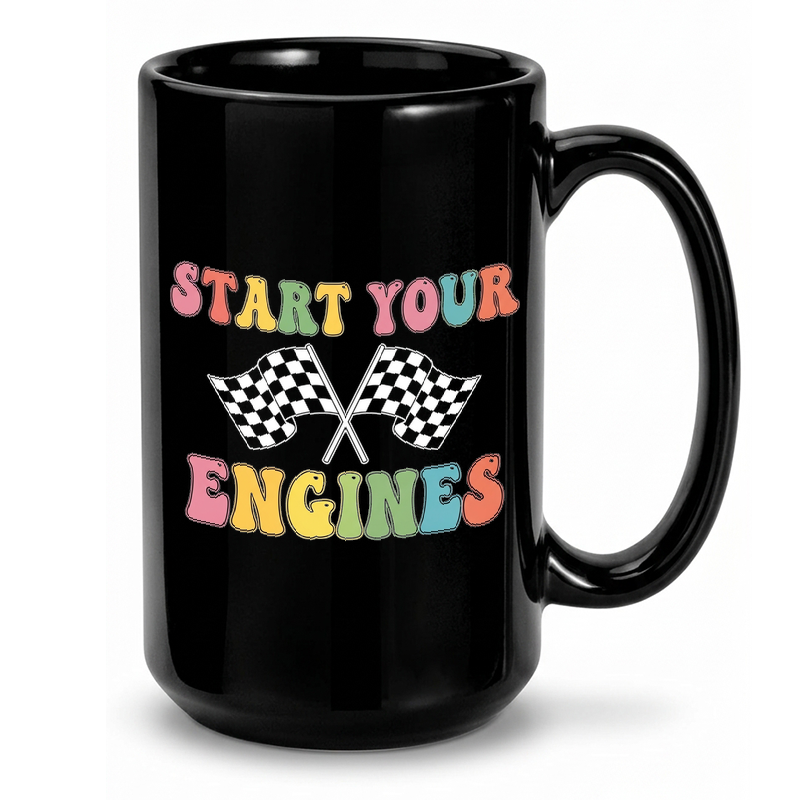 Retro Racing Checkered Flag Mug