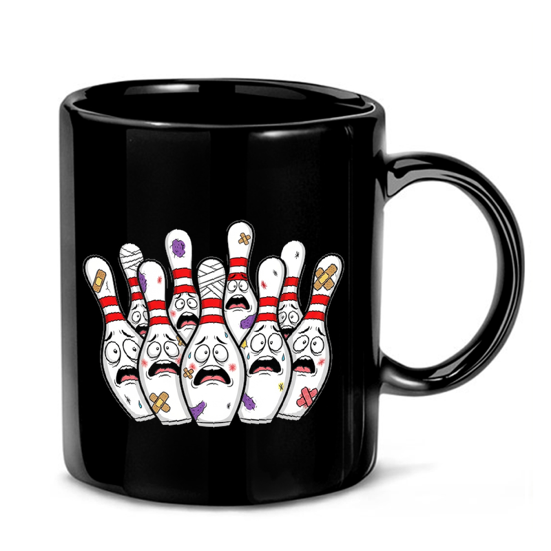 Scared Bowling Pins Cartoon Mug