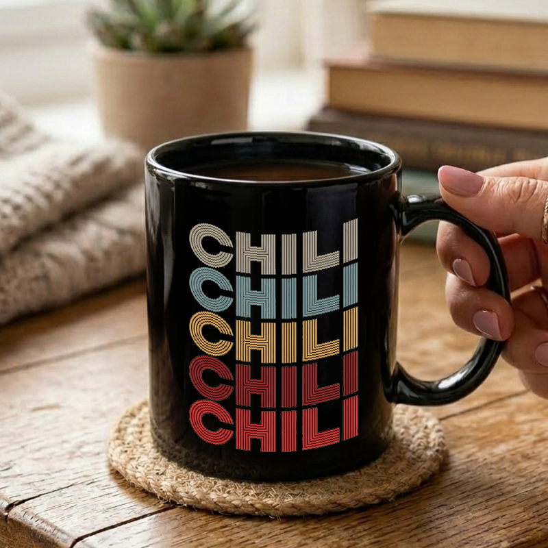 Retro Stacked Chili Text Mug
