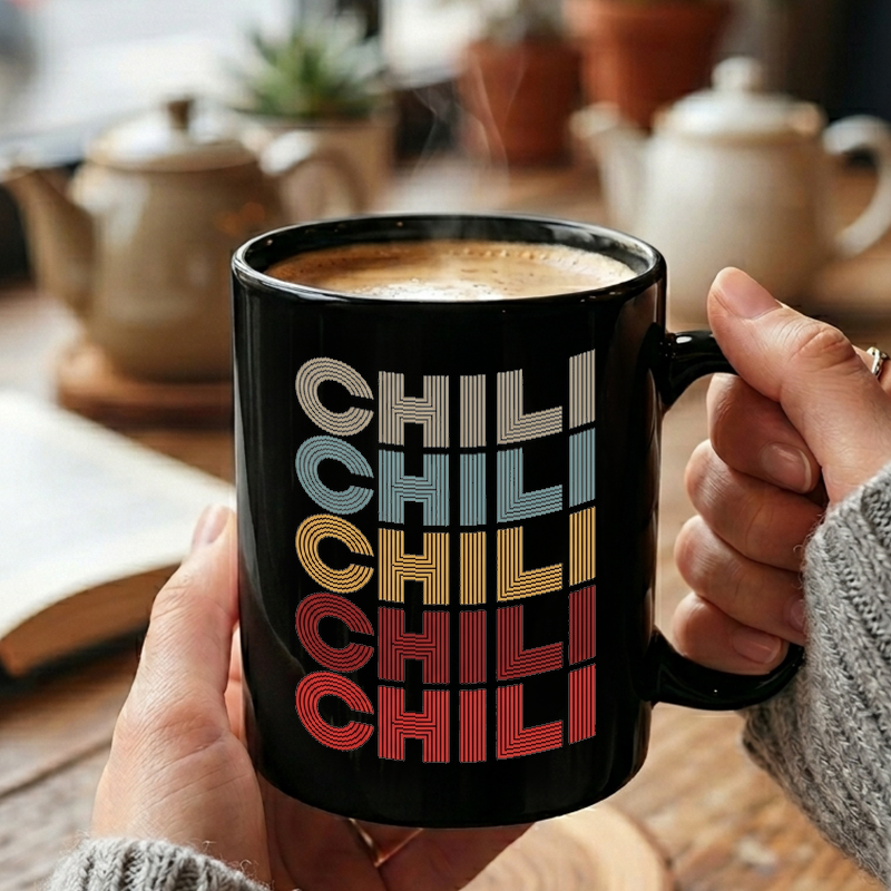 Retro Stacked Chili Text Mug