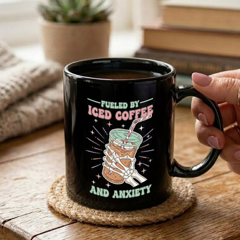 Iced Coffee & Anxiety Retro Design Mug