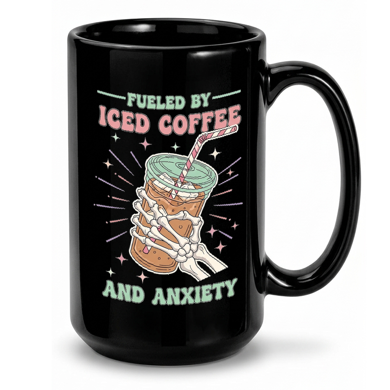 Iced Coffee & Anxiety Retro Design Mug