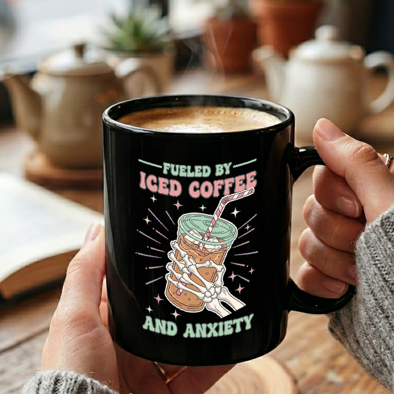 Iced Coffee & Anxiety Retro Design Mug
