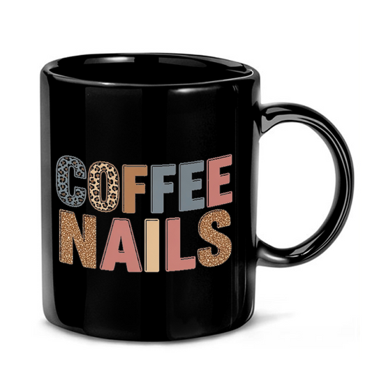 Coffee Nails Leopard Print Text Mug