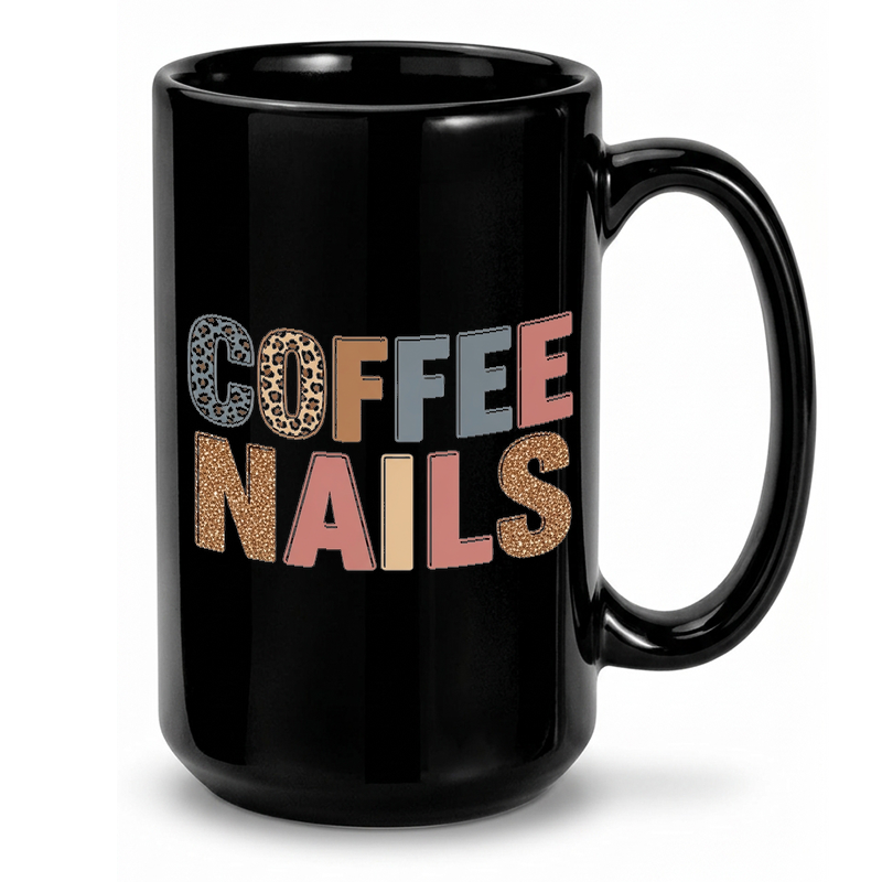 Coffee Nails Leopard Print Text Mug