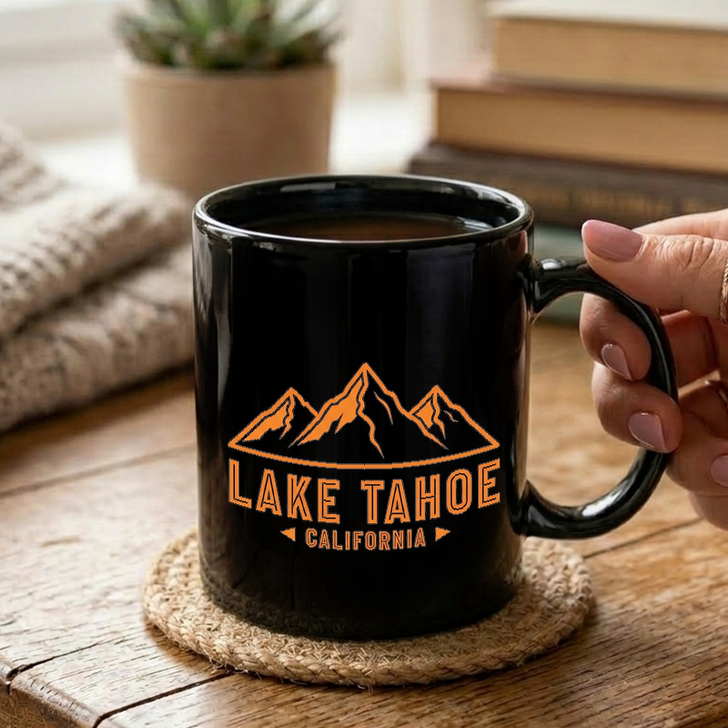 Lake Tahoe Mountain Retro Design Mug
