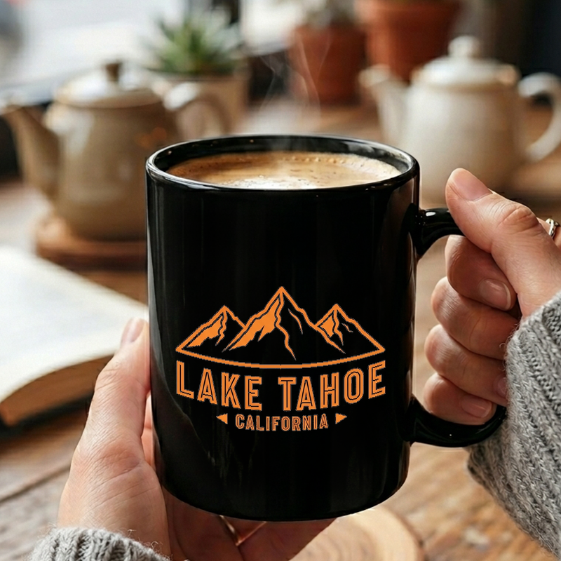 Lake Tahoe Mountain Retro Design Mug