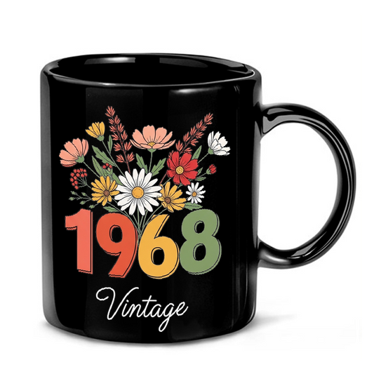 Retro 1968 Floral Design Mug