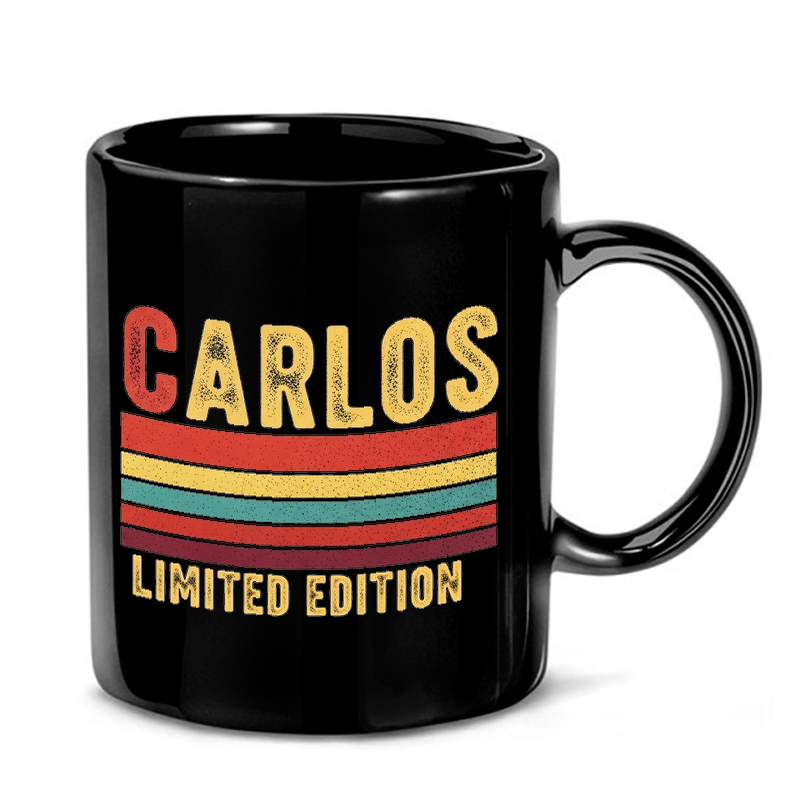 Retro Carlos Name Design Mug