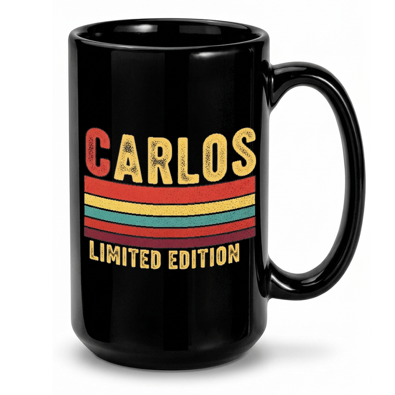 Retro Carlos Name Design Mug