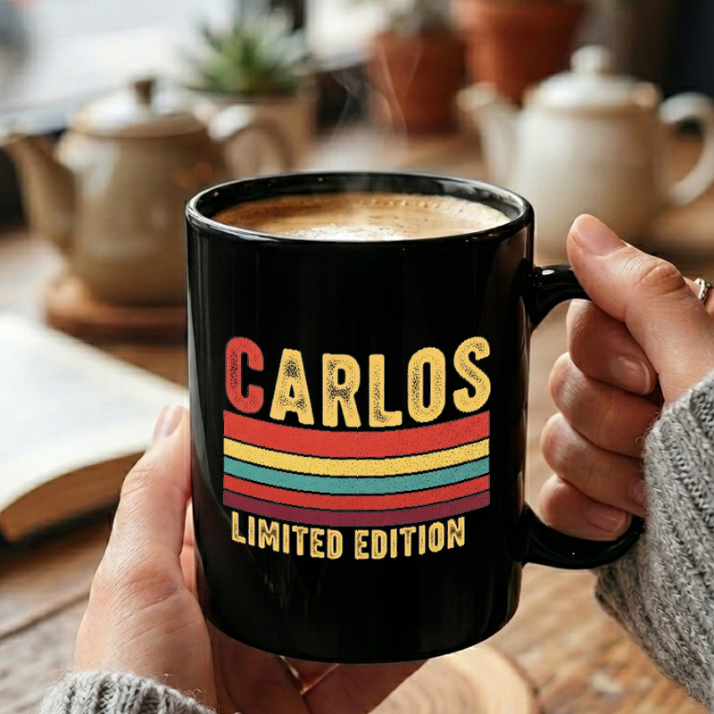 Retro Carlos Name Design Mug