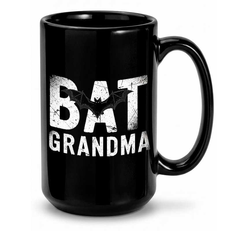 Bat Grandma Distressed Text Mug