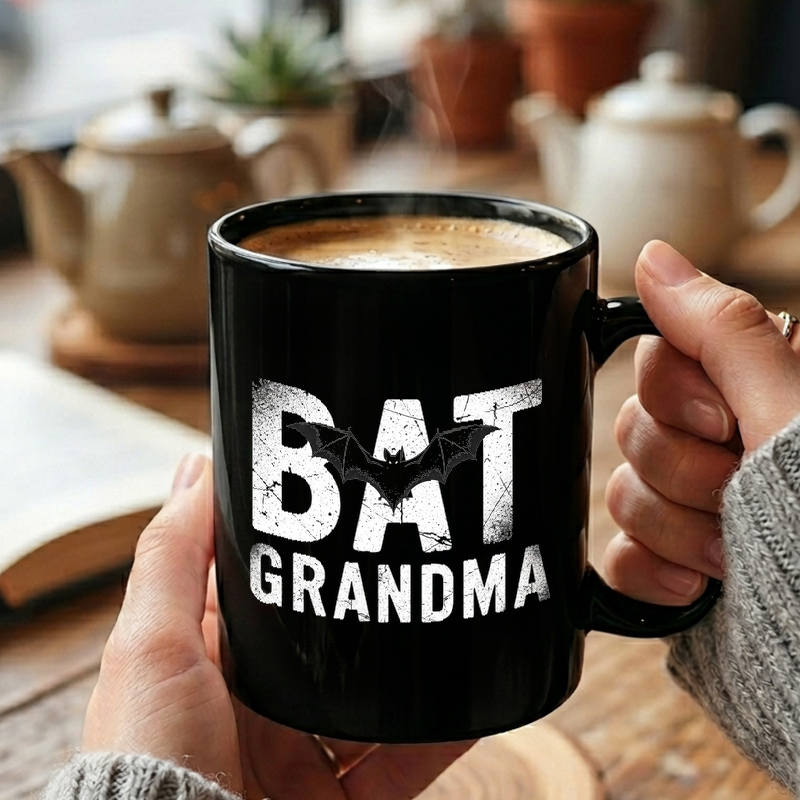 Bat Grandma Distressed Text Mug