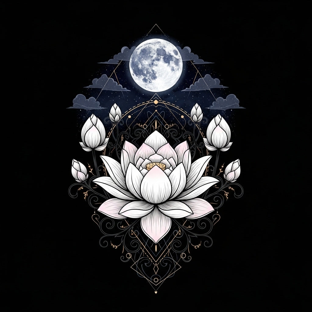 Celestial Lotus Moon Mandala Mug