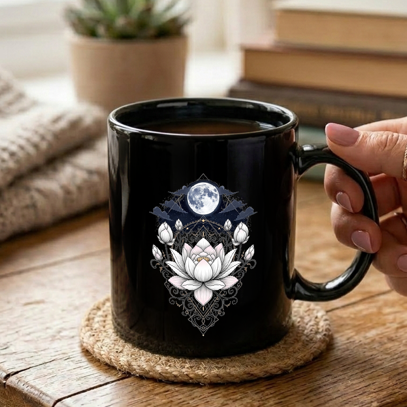 Celestial Lotus Moon Mandala Mug