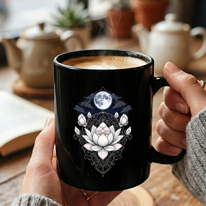 Celestial Lotus Moon Mandala Mug