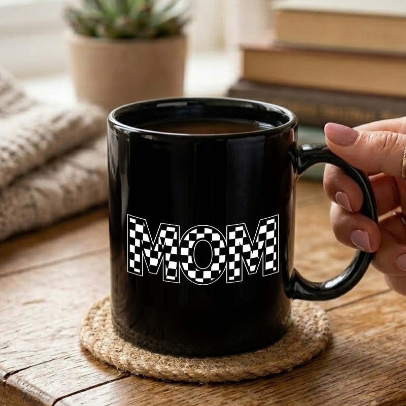 Checkered Mom Racing Flag Mug