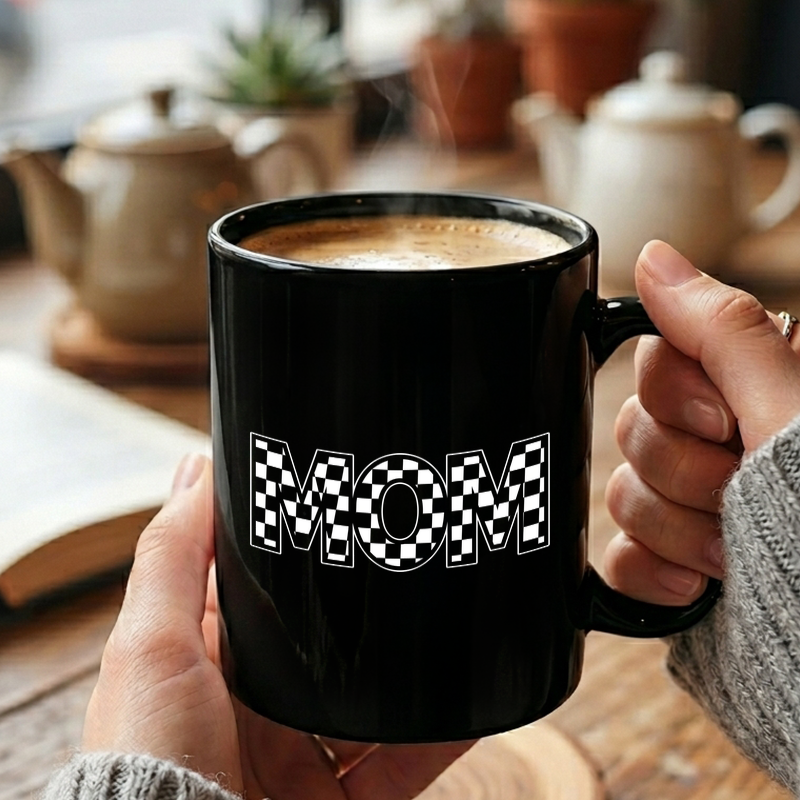 Checkered Mom Racing Flag Mug
