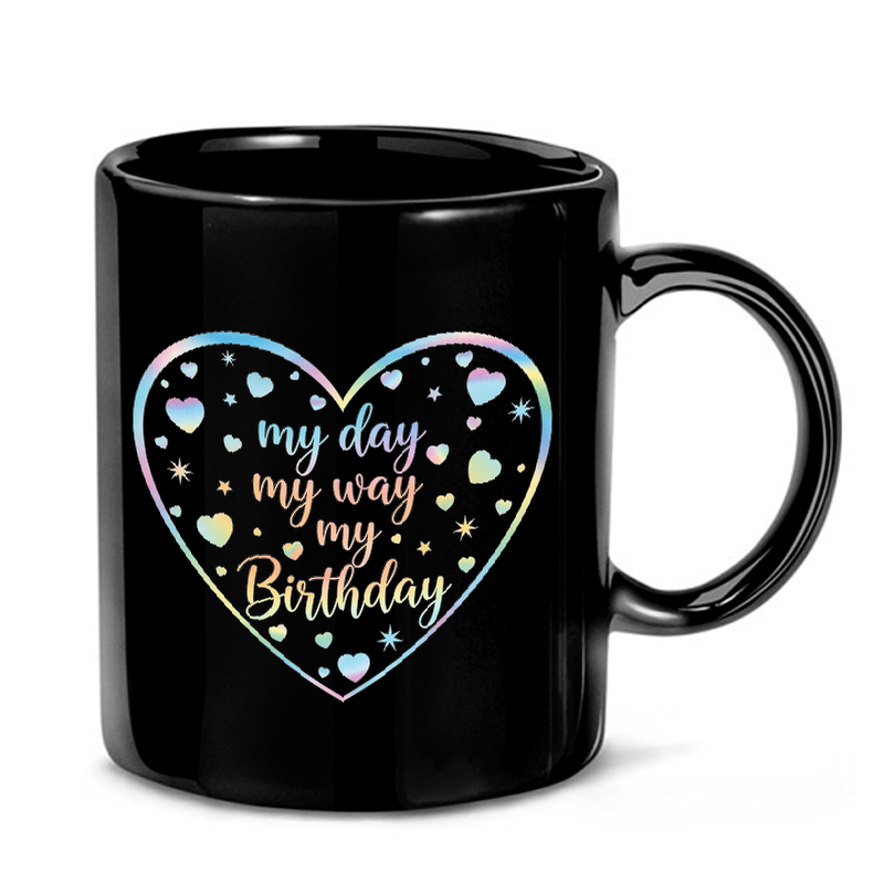 Holographic Birthday Heart Mug