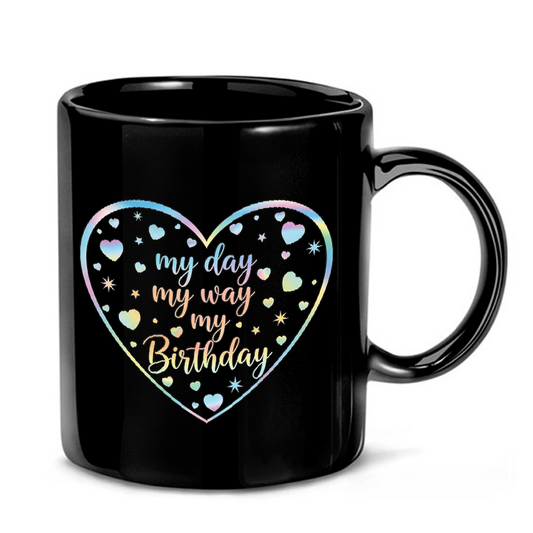 Holographic Birthday Heart Mug