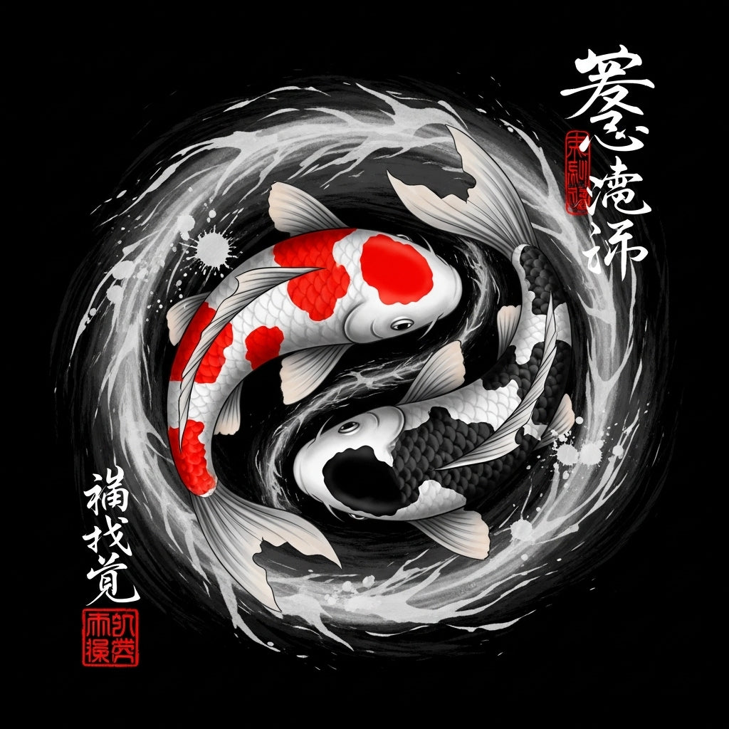 Yin Yang Koi Fish Art Mug