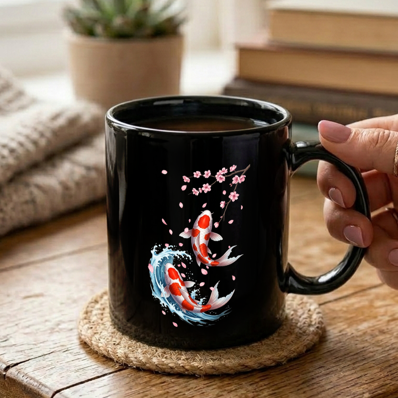 Koi Fish & Cherry Blossoms Mug