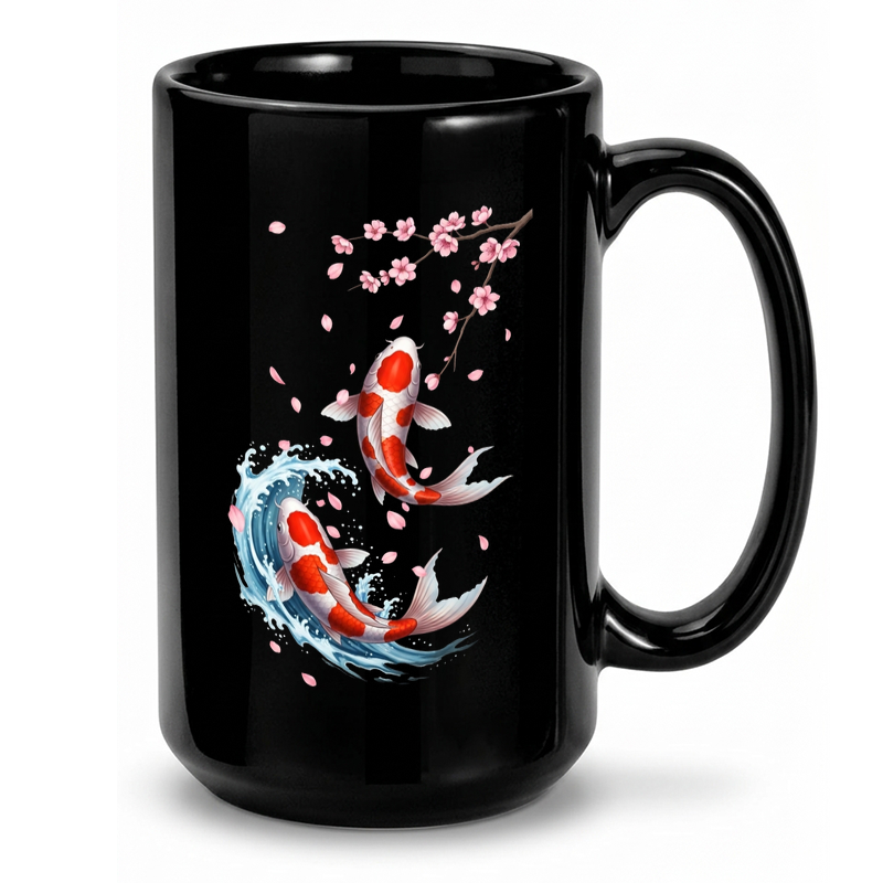 Koi Fish & Cherry Blossoms Mug
