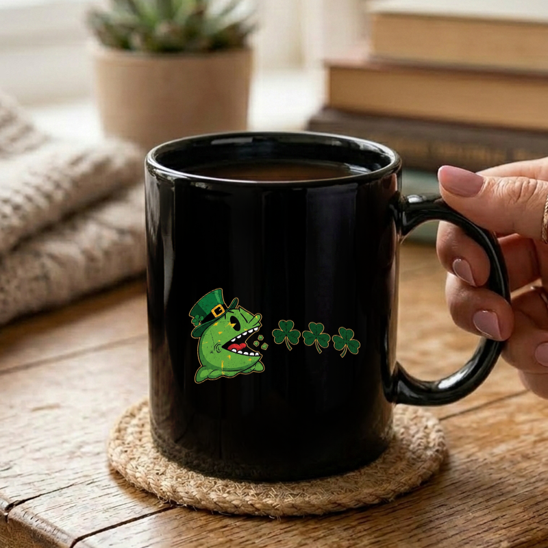 Retro Gamer St. Patrick's Shamrock Pixel Art Mug