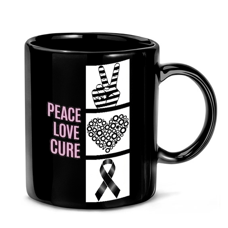 Peace Love Cure Ribbon Design Mug