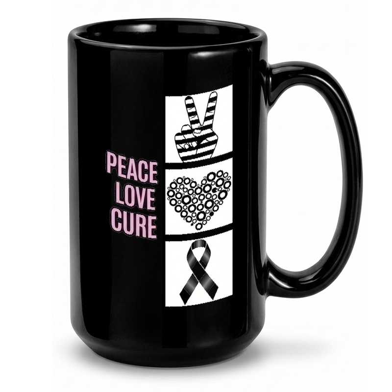 Peace Love Cure Ribbon Design Mug