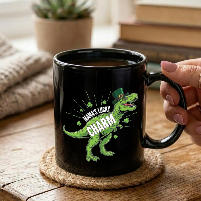 Lucky Dinosaur St Patricks Charm Mug