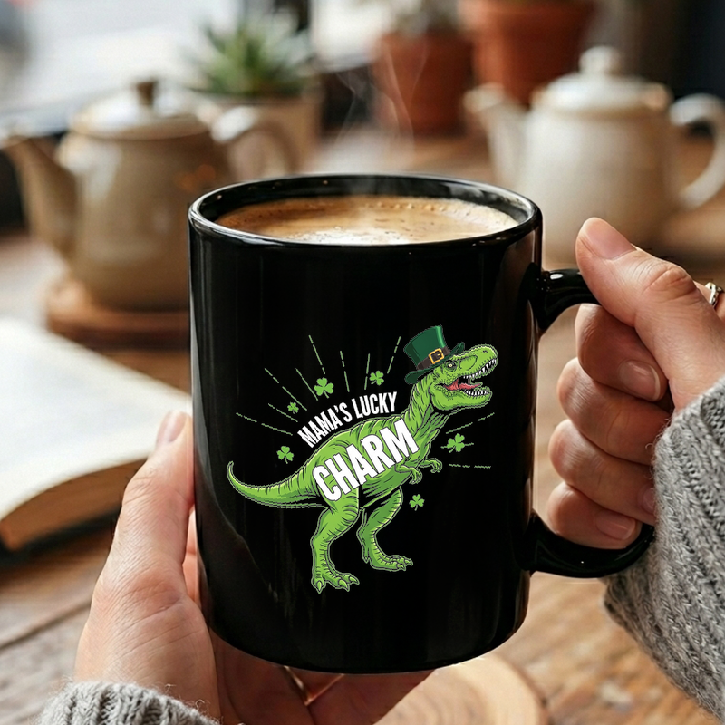 Lucky Dinosaur St Patricks Charm Mug